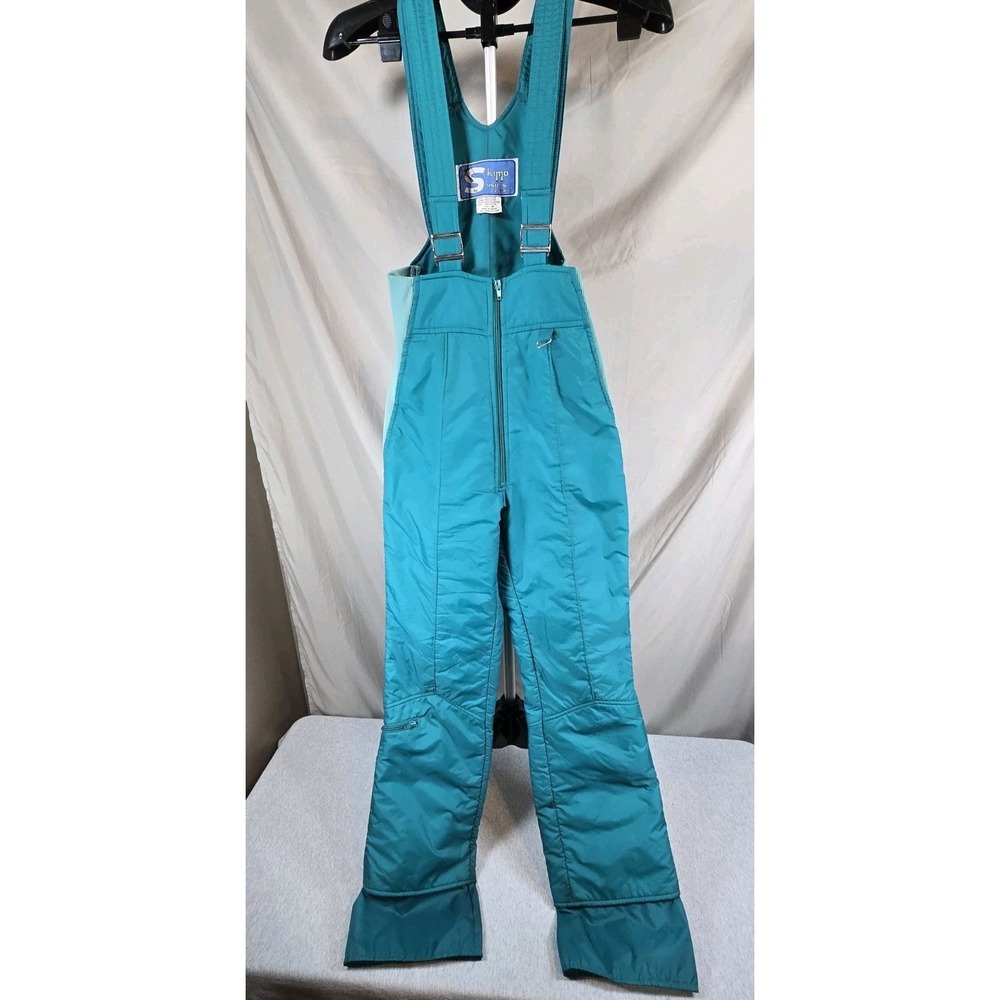 vintage Skimo by Susie's Casuals teal green ski bibs, size medium 80s 90s